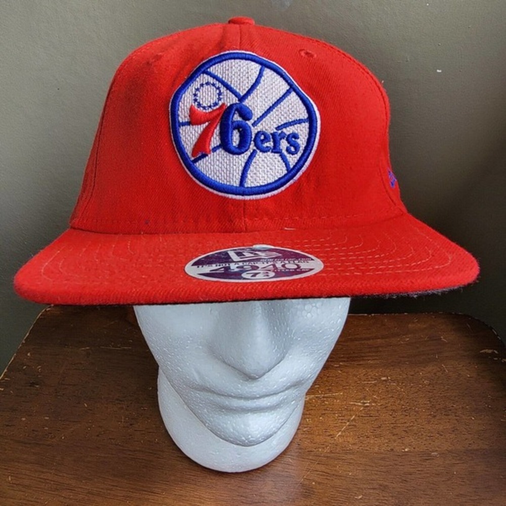 Philadelphia 76ers New Era Logo Core‎ 49FORTY Fitted Cap White Sz 7¾ Red